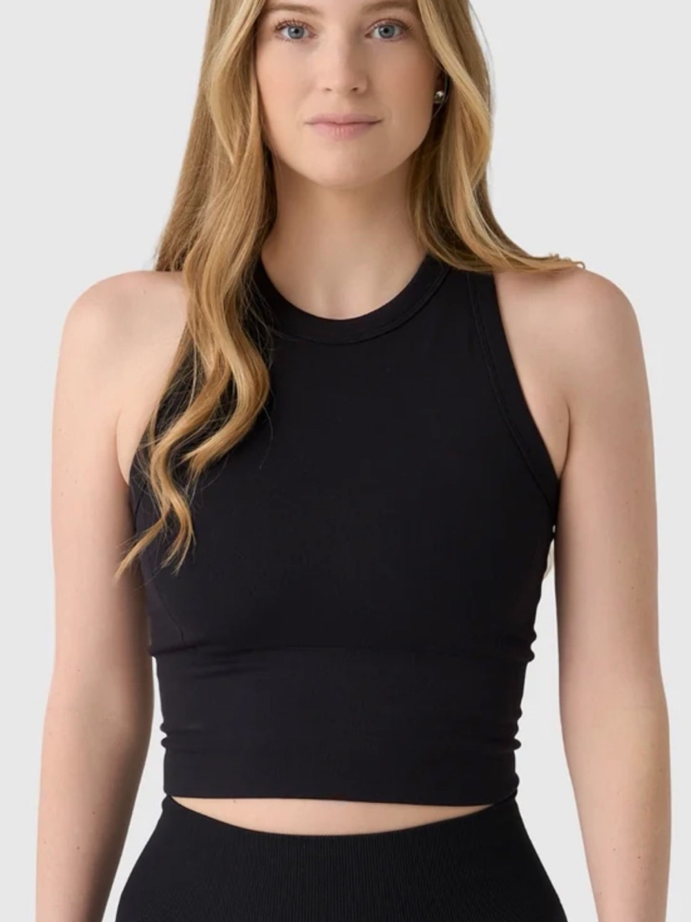 Halfdays black seamless racer back top, size Small